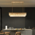 47 in. Modern 8-Lights Gold Rectangle Crystal Chandelier with Light Dining Room or Kitchen