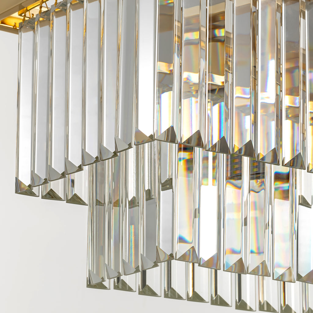 47 in. Modern 8-Lights Gold Rectangle Crystal Chandelier with Light Dining Room or Kitchen