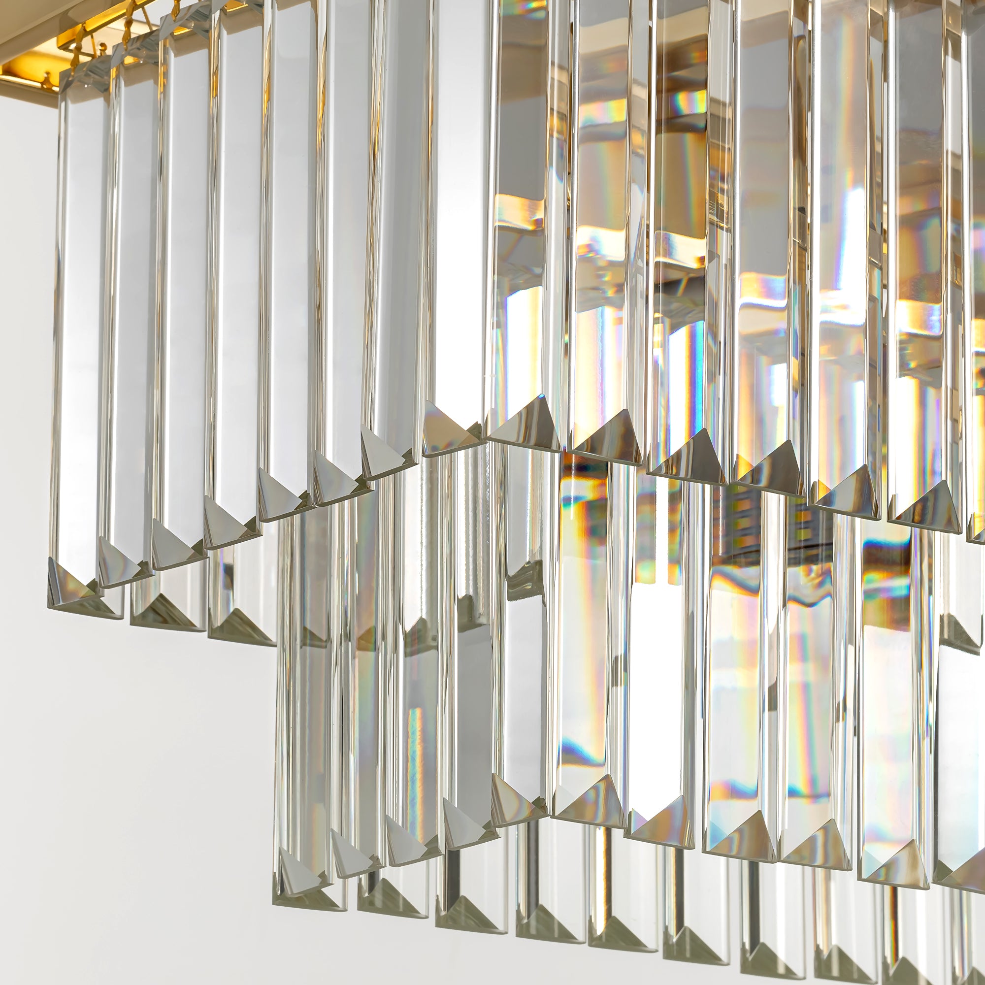 47 in. Modern 8-Lights Gold Rectangle Crystal Chandelier with Light Dining Room or Kitchen