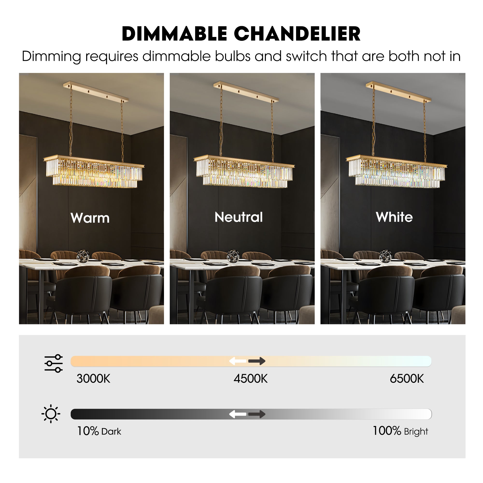 47 in. Modern 8-Lights Gold Rectangle Crystal Chandelier with Light Dining Room or Kitchen