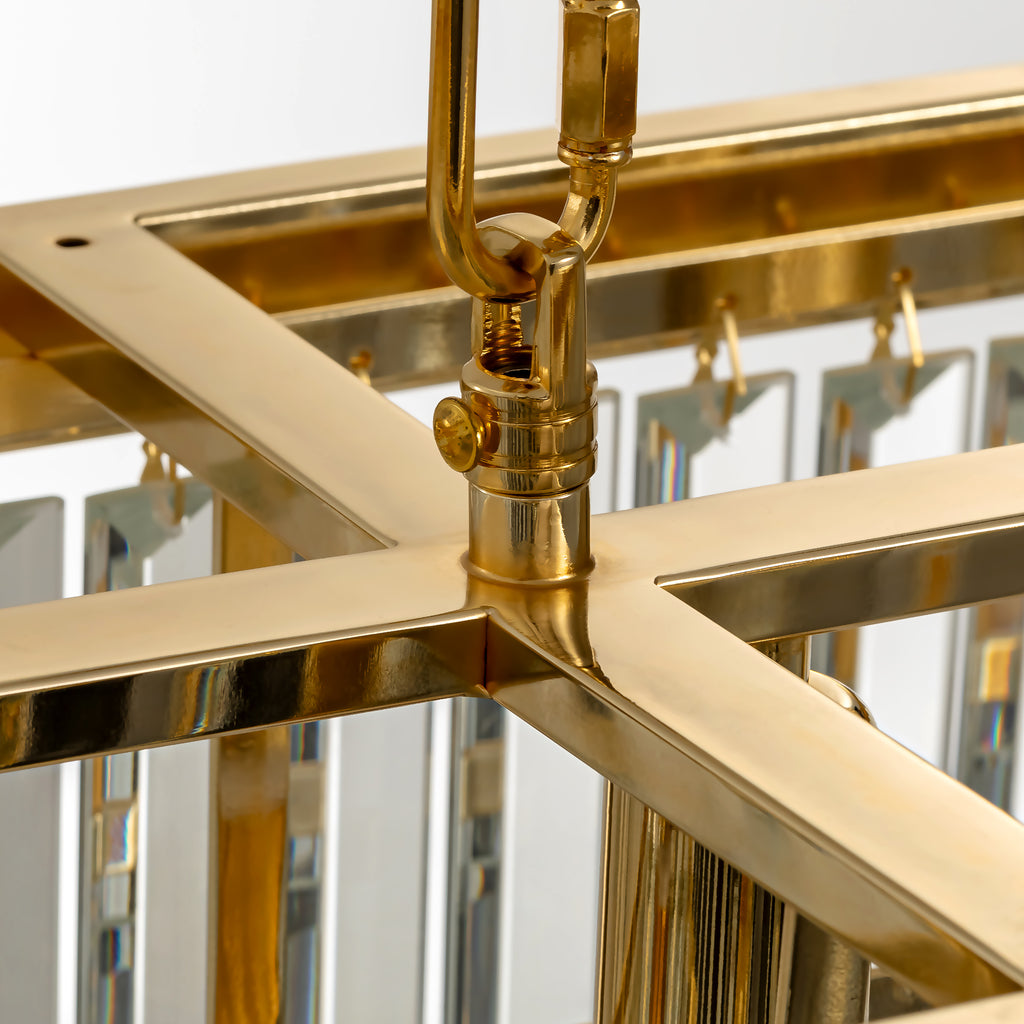 47 in. Modern 8-Lights Gold Rectangle Crystal Chandelier with Light Dining Room or Kitchen