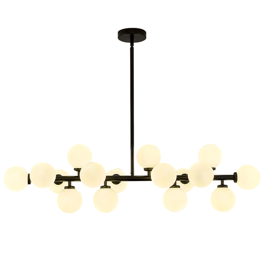 40 in. 16-Light Milky Black Glass Globe Chandelier for Dining Room and Living Room