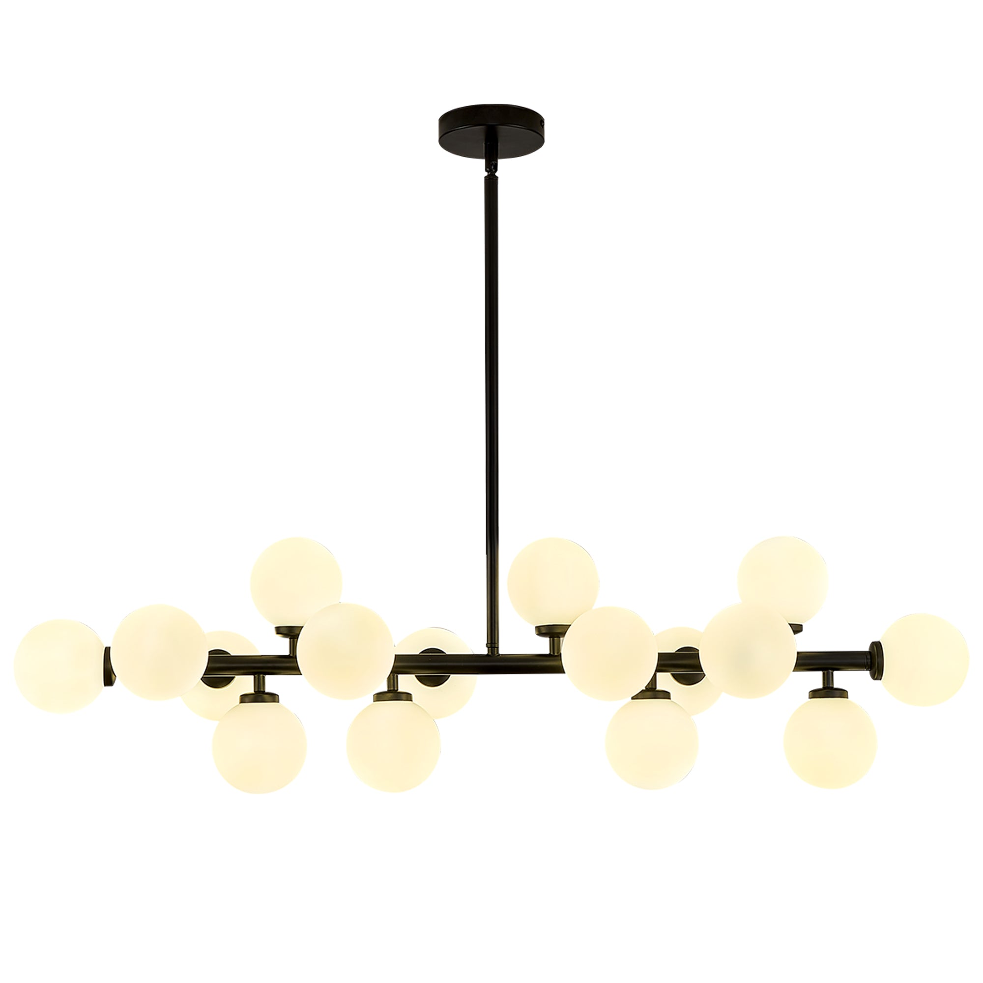 40 in. 16-Light Milky Black Glass Globe Chandelier for Dining Room and Living Room