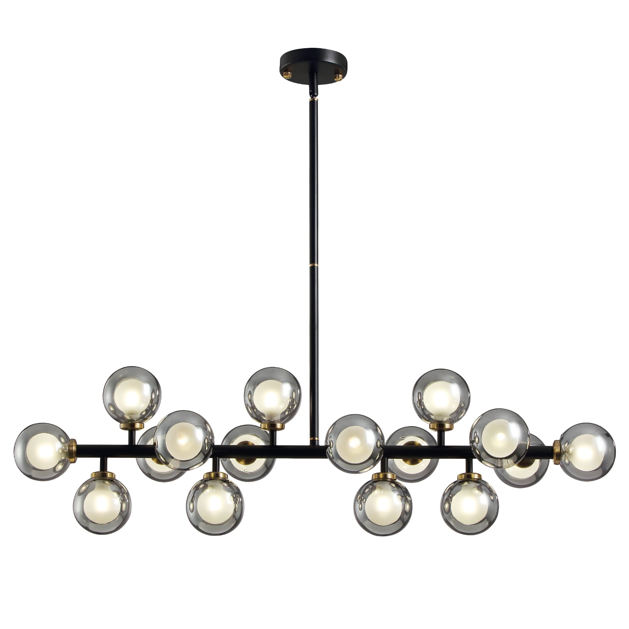 40 in. 16-Light Modern Black Dimmable Bubble Glass Sputnik Glass Globe Chandelier for Dining Room and Living Room