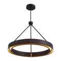 31.5" Rustic Round Chandelier With Integrated Led, Vintage Industrial Farmhouse Ceiling Light