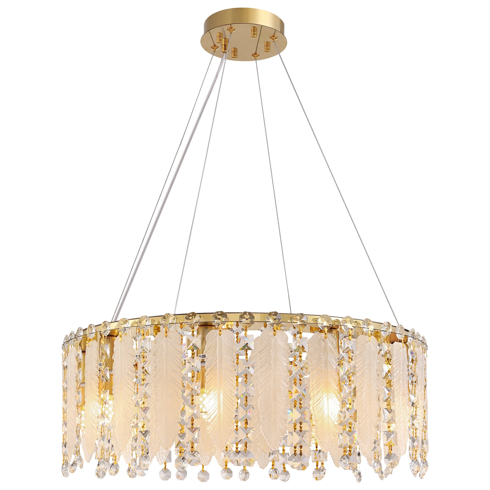 9-Light Dimmable Modern Drum Crystal Chandelier