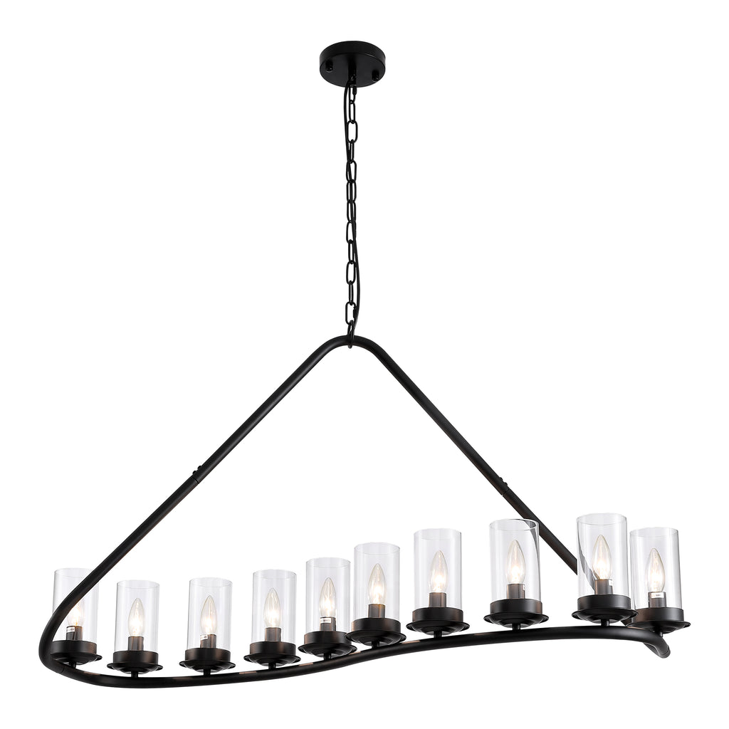 10-light Dimmable Modern Linear Chandelier Kitchen Island Pendant with Clear Glass Shades
