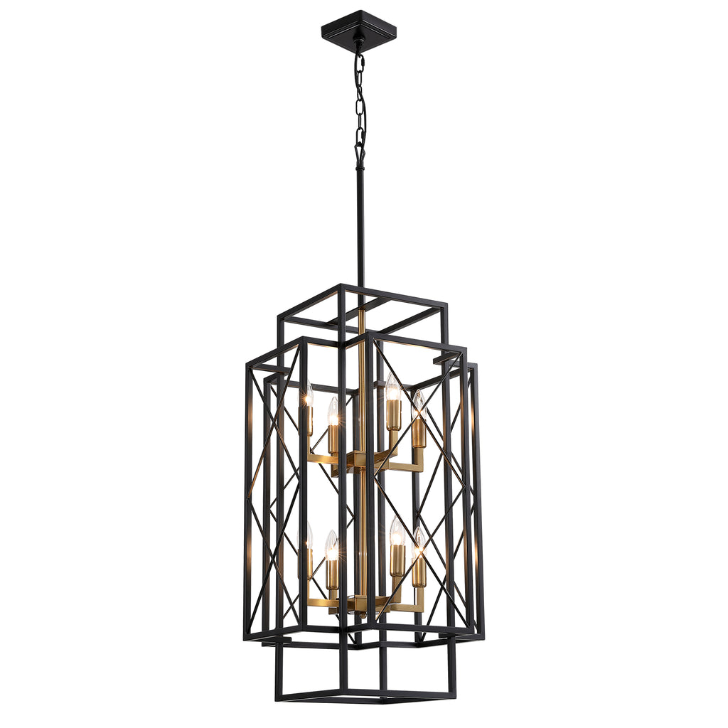 8 - Light Dimmable Lantern Square / Rectangle Chandelier For Dining Room Living Room
