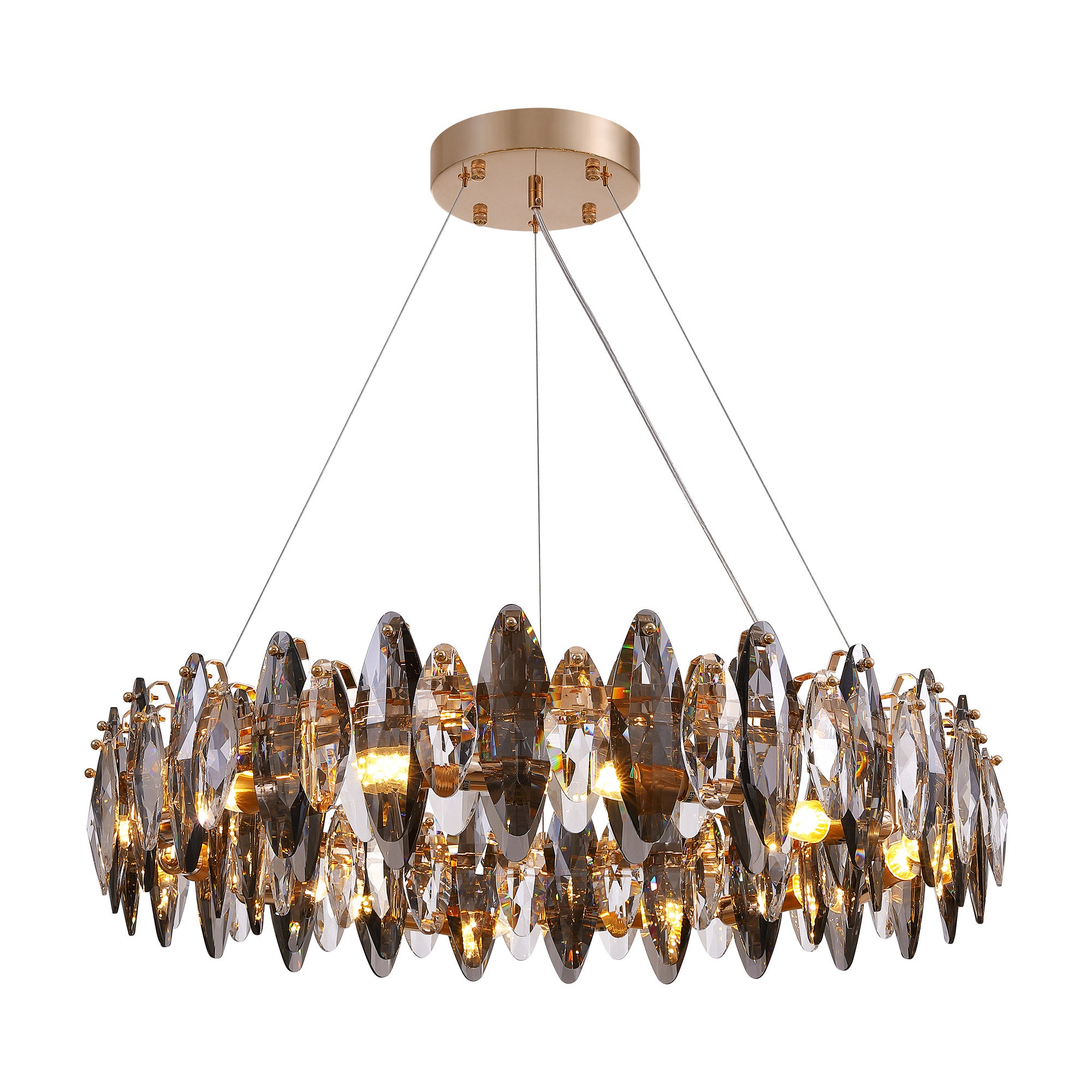 12-Light Dimmable Drum Crystal Chandelier