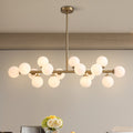 40 in. 16-Light Modern Dimmable Bubble Glass Sputnik Gold Glass Globe Chandelier for Dining Room and Living Room