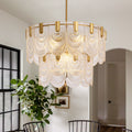 24 in. 9-Light Glass Modern Gold Chandelier for Dining Room and Living Room