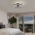 19 in. Indoor Black Caged Ceiling Fan with Integrated LED Light Modern Farmhouse Flush Mount Ceiling Fan