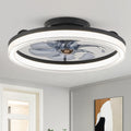 20 in. LED Indoor Black Low Profile Ceiling Fan with Dimmable Lighting Small Flush Mount Ceiling Fan with Remote