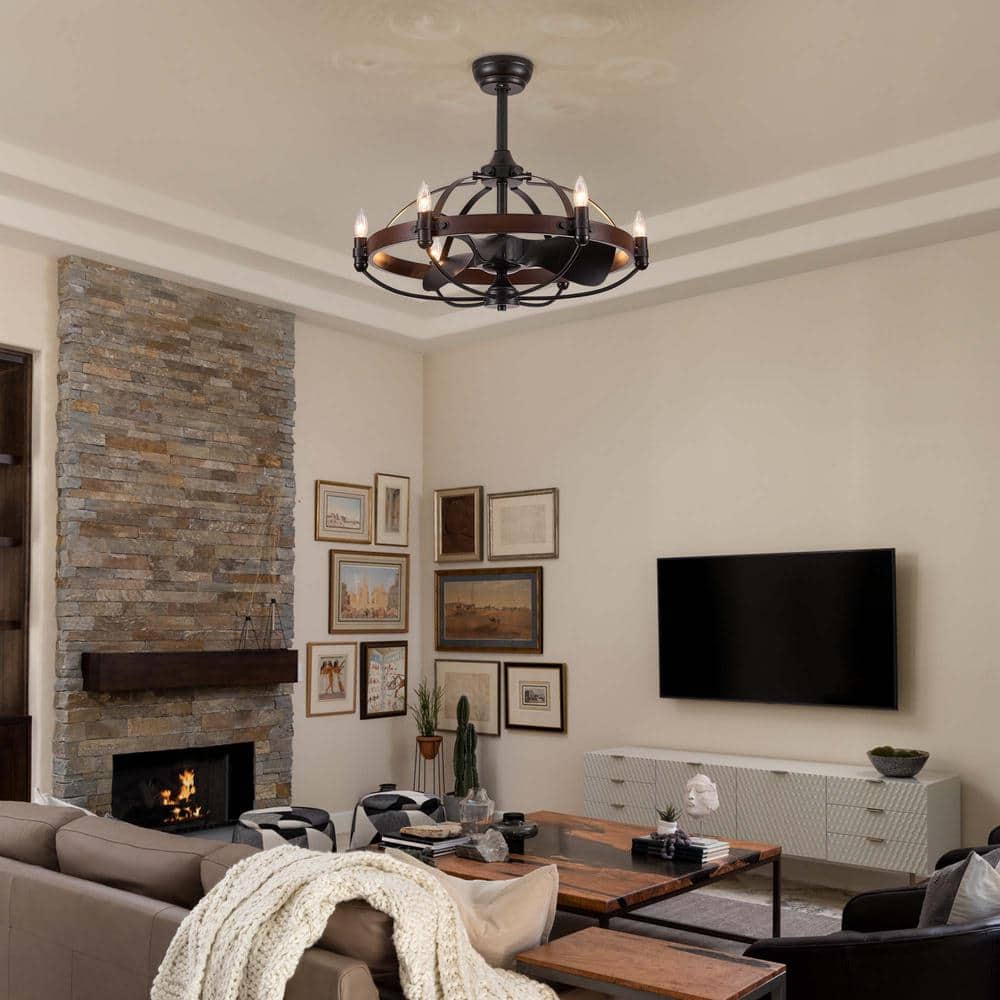 27 in. Farmhouse Indoor Vintage Cage Ceiling Fan with Light Reversible Rotation and Remote Control