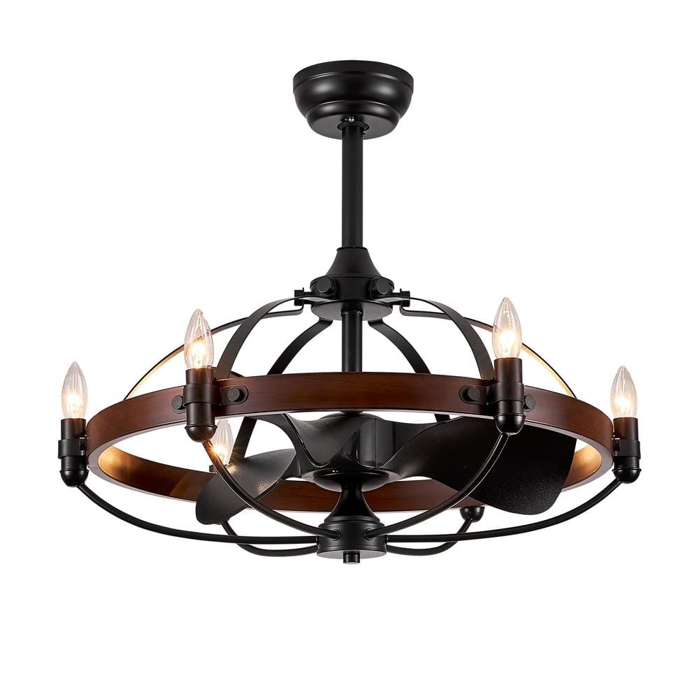 27 in. Farmhouse Indoor Vintage Cage Ceiling Fan with Light Reversible Rotation and Remote Control