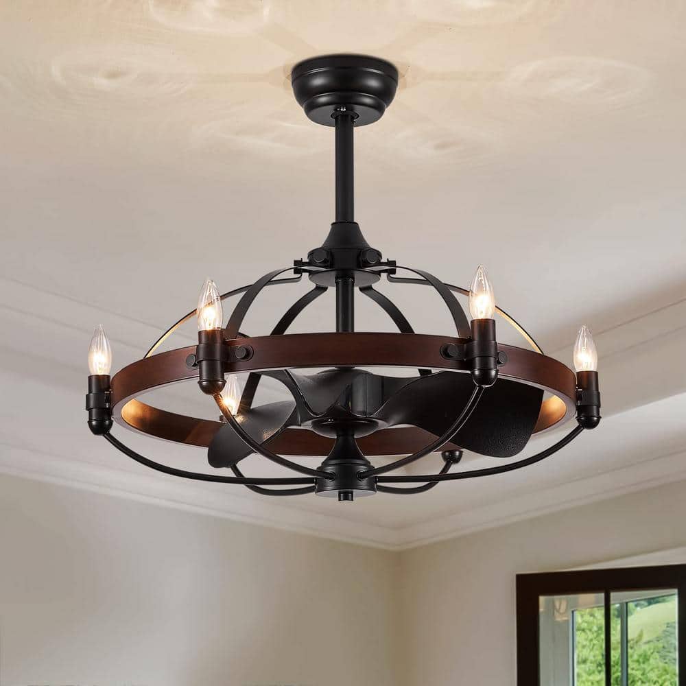 27 in. Farmhouse Indoor Vintage Cage Ceiling Fan with Light Reversible Rotation and Remote Control