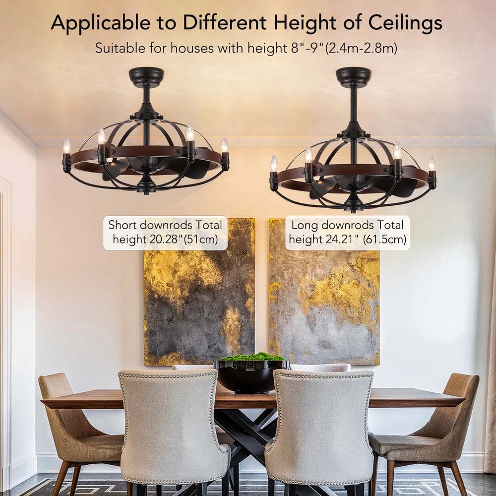 27 in. Farmhouse Indoor Vintage Cage Ceiling Fan with Light Reversible Rotation and Remote Control