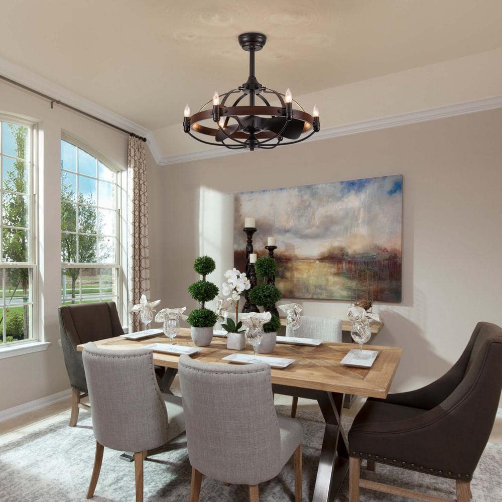 27 in. Farmhouse Indoor Vintage Cage Ceiling Fan with Light Reversible Rotation and Remote Control