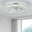 22" Chrome Indoor Crystal Ceiling Fan with LED Lights and Remote Flush Mount Ceiling Fan