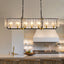 7-Light Modern Dimmable Rectangle Black and Gold Crystal Chandelier for Dining Room and Living Room