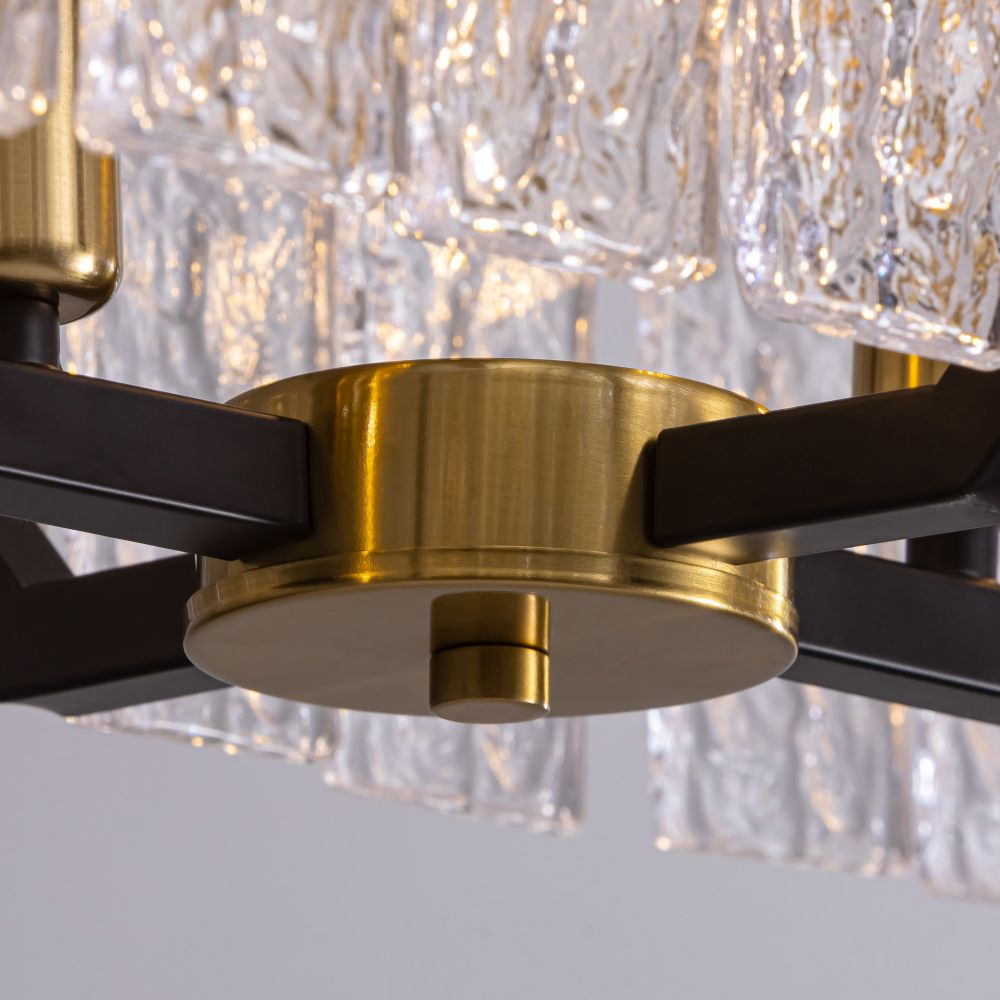 39 in. Modern 6-Light Rectangle Black Crystal Chandelier for Dinning Room