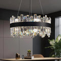 20 in. 12-Light Black Modern Crystal Chandelier with Light Dining Room or Kitchen