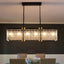 6-Light  Modern Rectangle Black Crystal Chandelier for Dinning Room