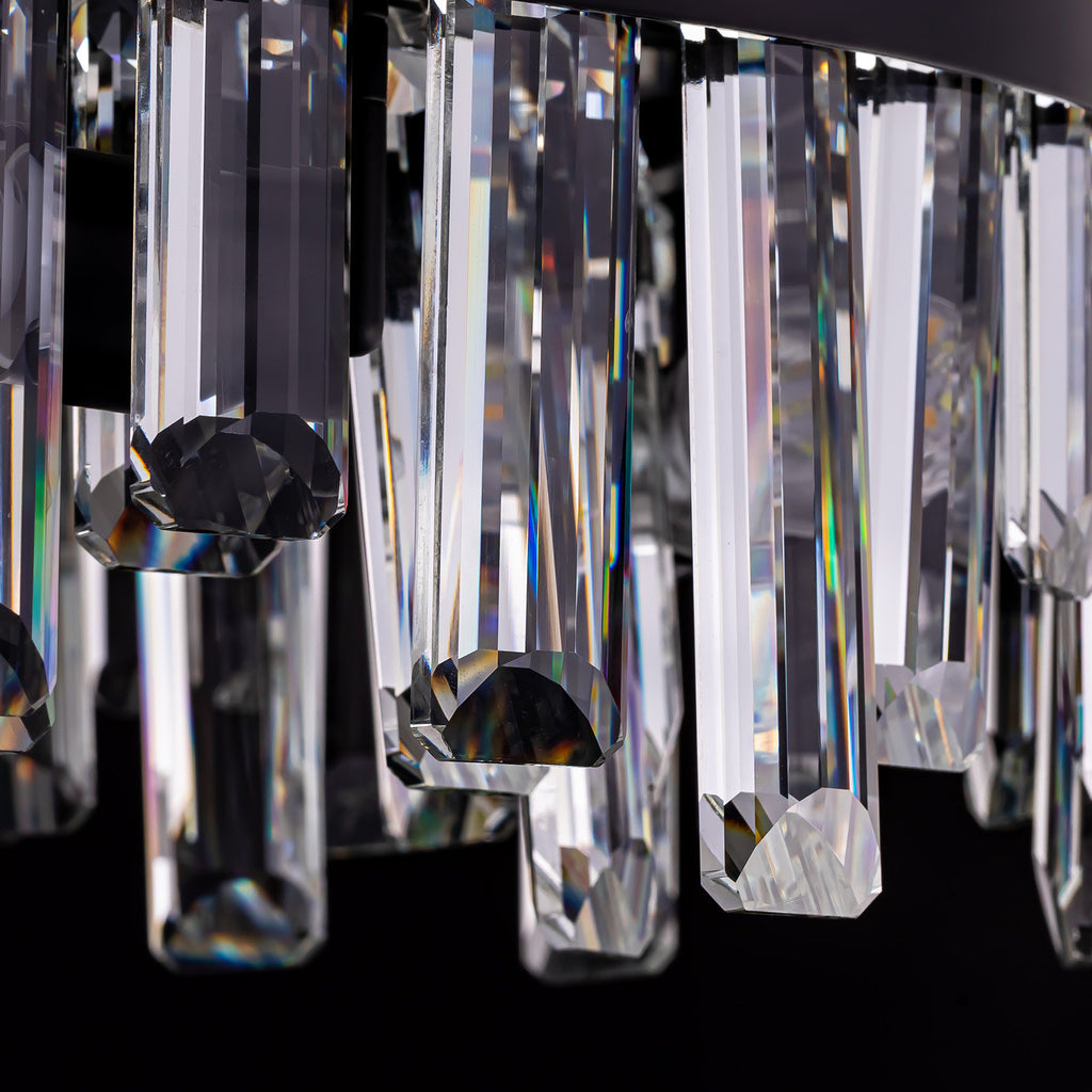 20 in. 12-Light Black Modern Crystal Chandelier with Light Dining Room or Kitchen