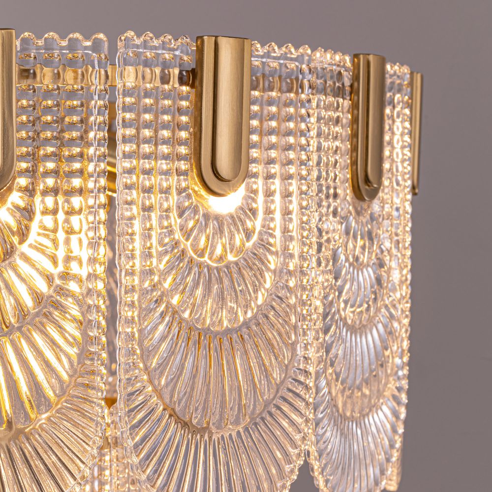 24 in. 9-Light Glass Modern Gold Chandelier for Dining Room and Living Room