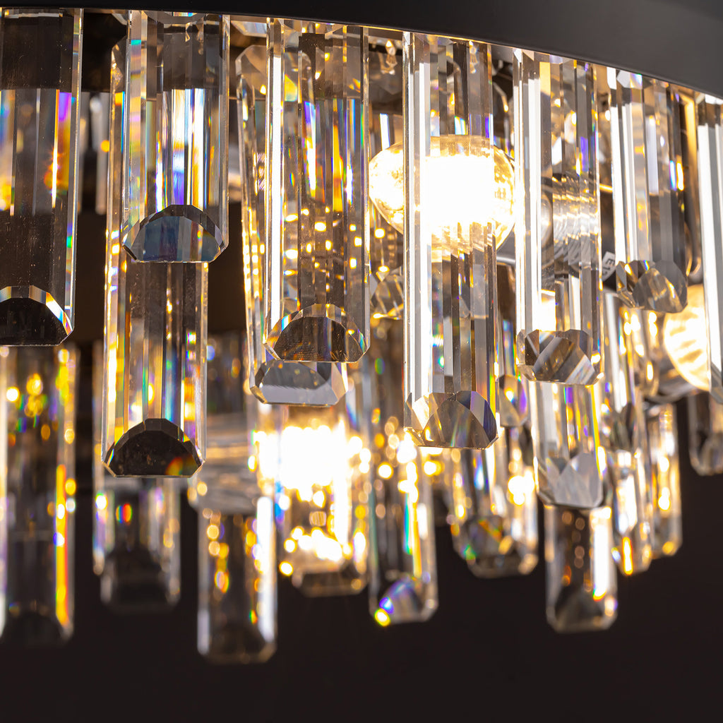 20 in. 12-Light Black Modern Crystal Chandelier with Light Dining Room or Kitchen
