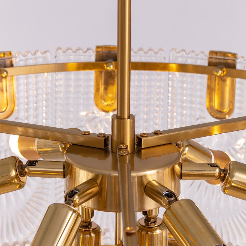 24 in. 9-Light Glass Modern Gold Chandelier for Dining Room and Living Room