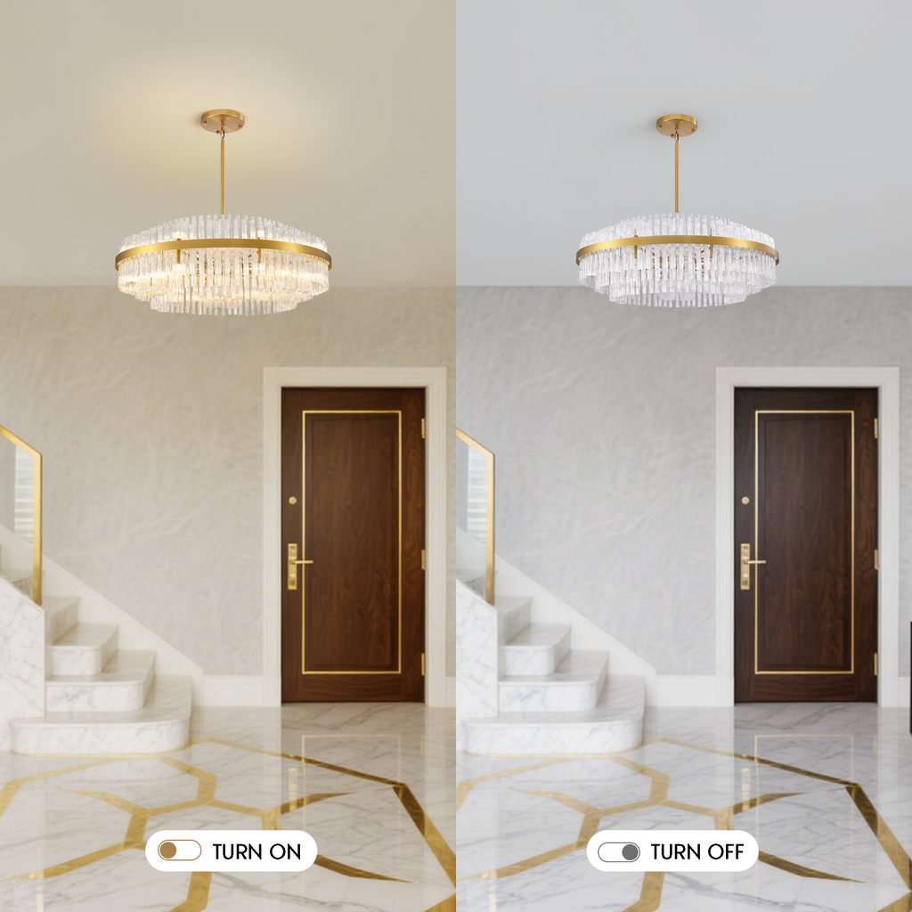 24-light Dimmable Modern Tiered K9 Crytsal Chandelier