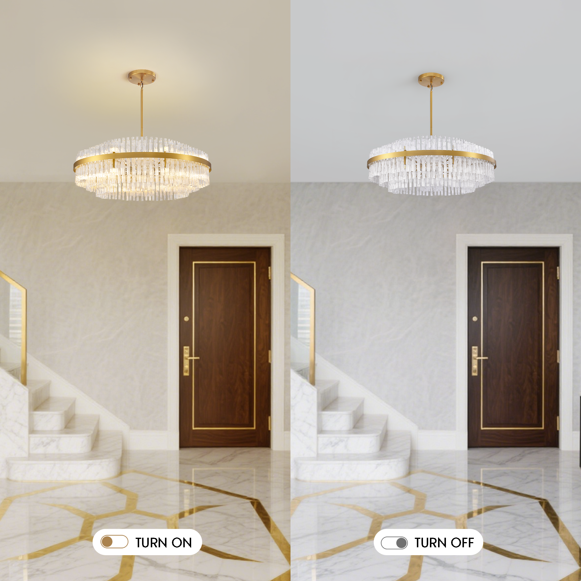 24-light Dimmable Modern Tiered K9 Crytsal Chandelier