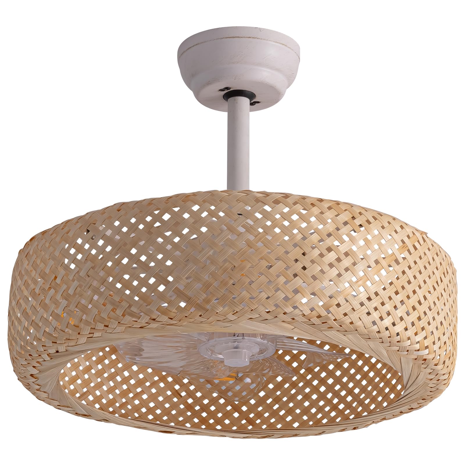 20'' Boho Caged Ceiling Fan with Light Kit, Remote Control and Handmade Frame With Aged Metal